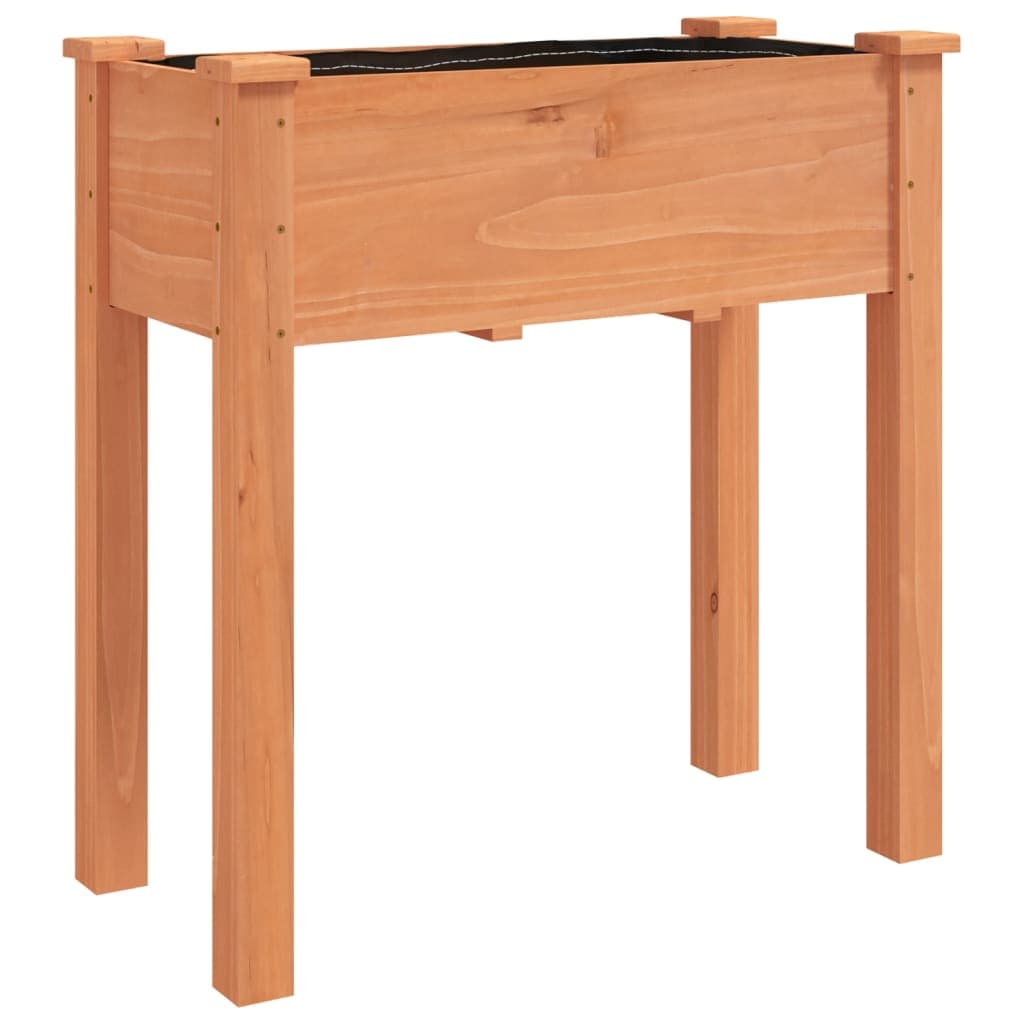 vidaXL Vaso/floreira c/ forro 71x37x76 cm abeto maciço castanho