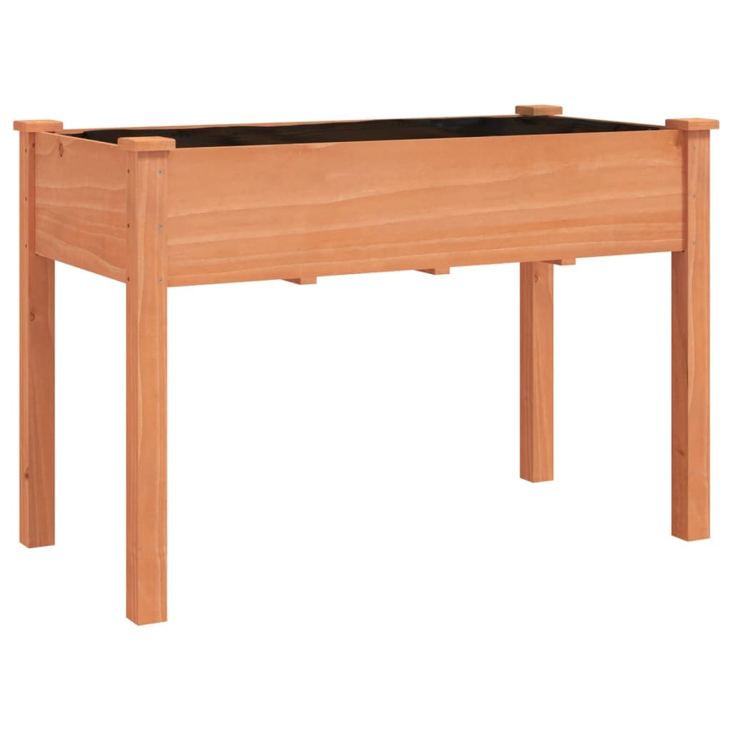 vidaXL Vaso/floreira c/ forro 118x59x76 cm abeto maciço castanho