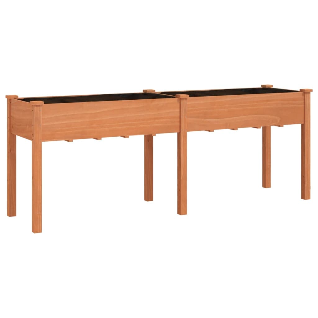 vidaXL Vaso/floreira c/ forro 203x53x76 cm abeto maciço castanho