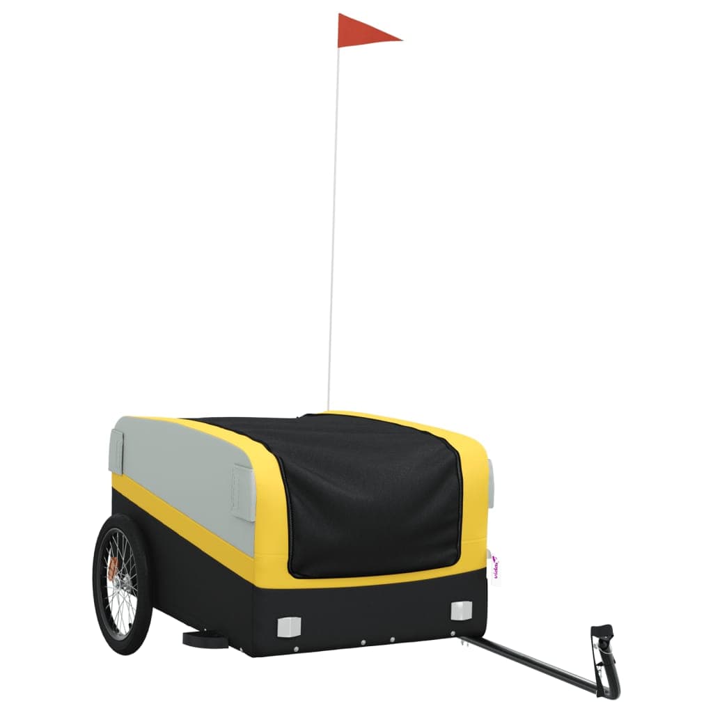 vidaXL Reboque para bicicleta 45 kg ferro preto e amarelo