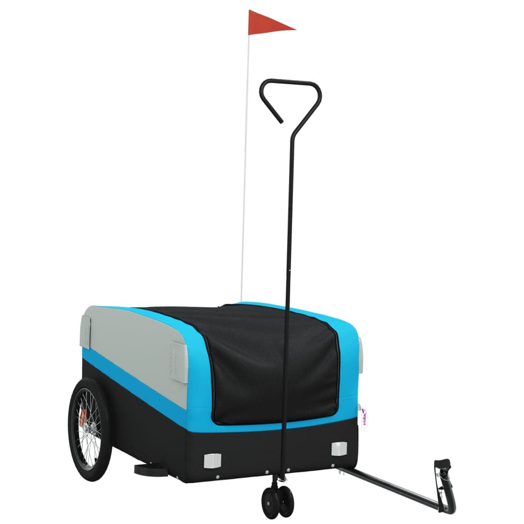 vidaXL Reboque para bicicleta 45 kg ferro preto e azul
