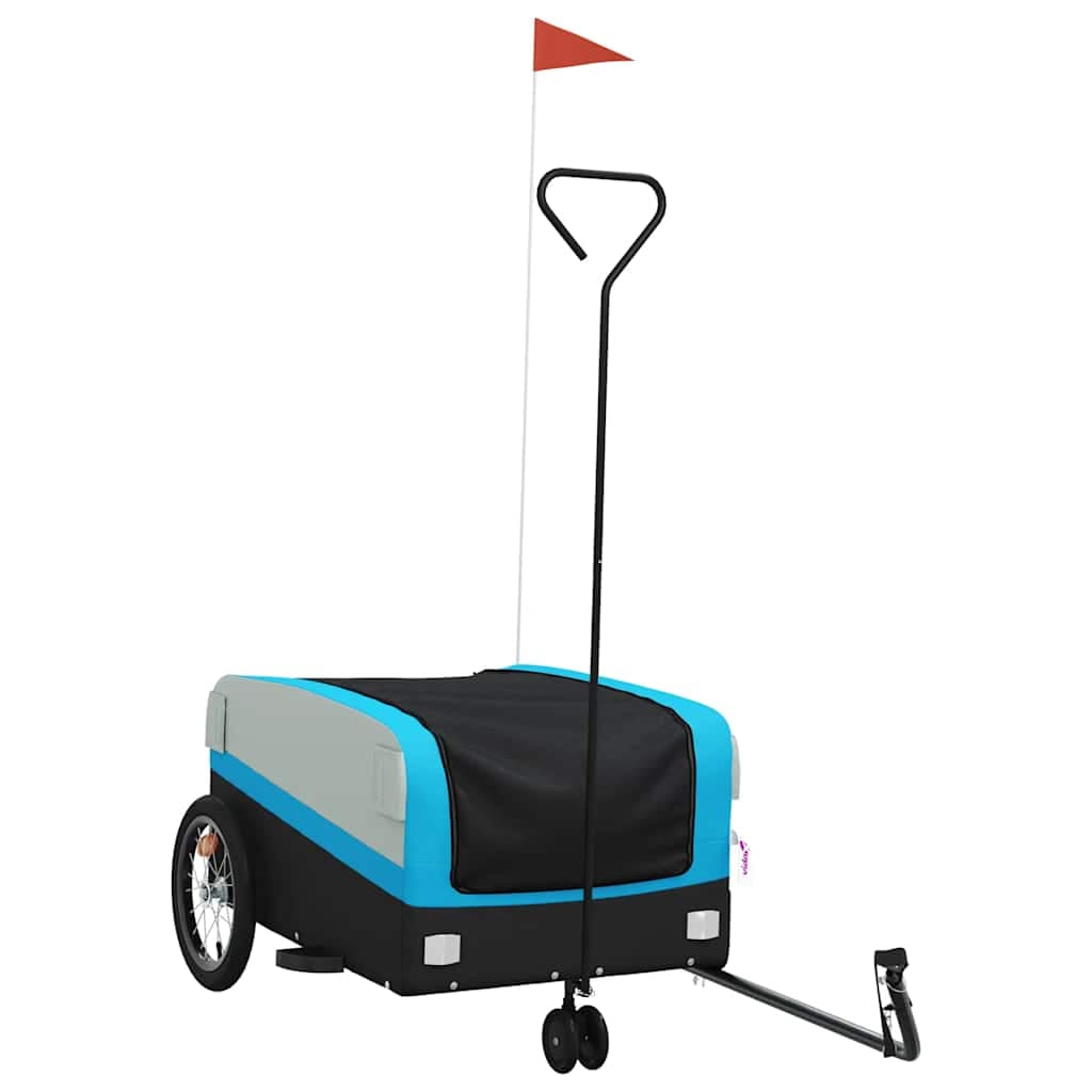vidaXL Reboque para bicicleta 45 kg ferro preto e azul