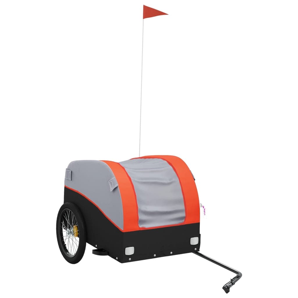 vidaXL Reboque para bicicleta 45 kg ferro preto e laranja