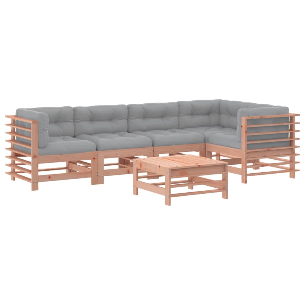 vidaXL 6 pcs conj. lounge jardim c/ almofadões madeira douglas maciça