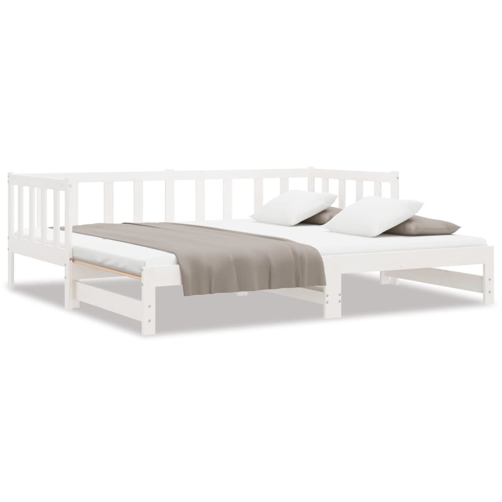 vidaXL Sofá-cama de puxar 2x(90x200) cm pinho maciço branco