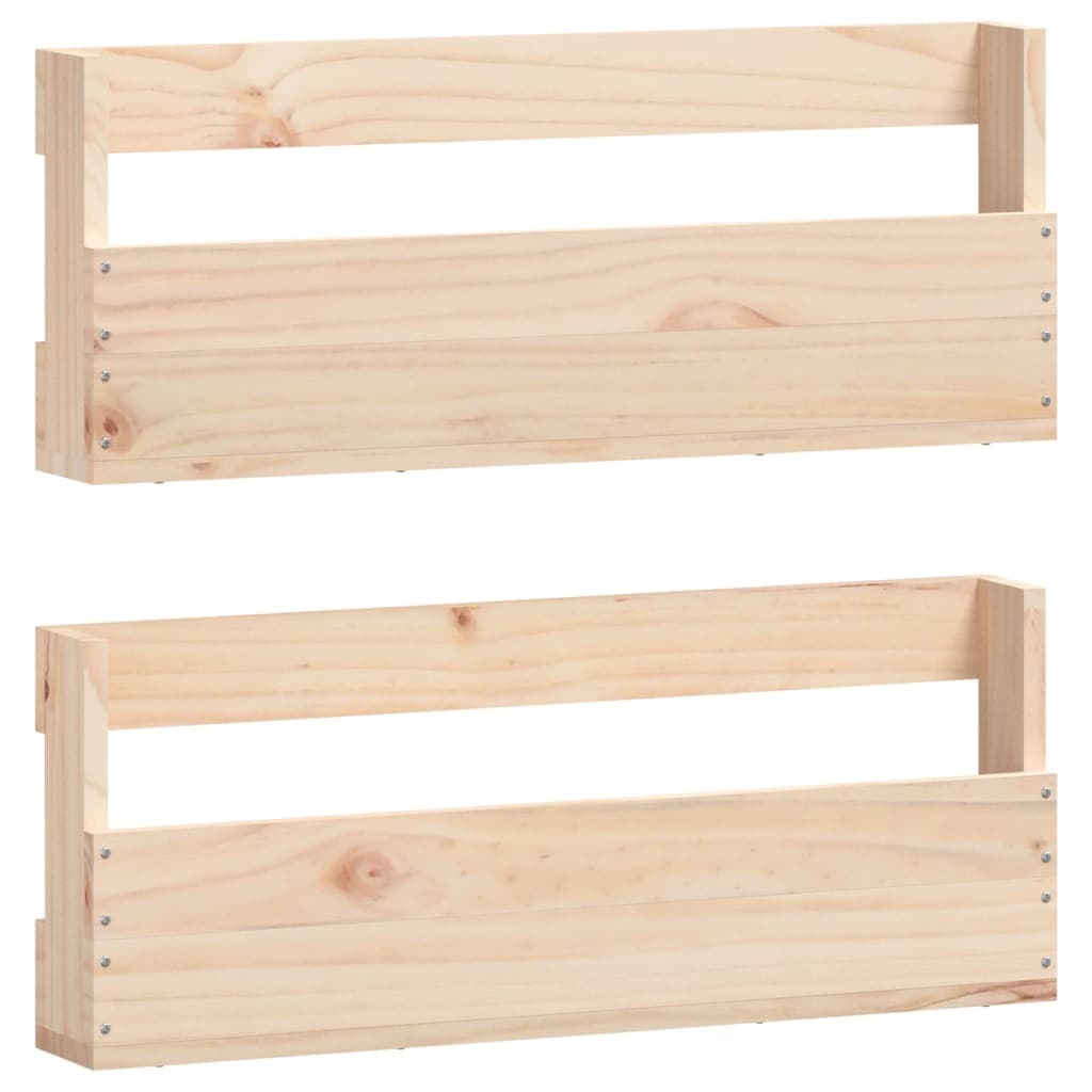 vidaXL Sapateiras de montagem na parede 2 pcs 59x9x23 cm pinho maciço