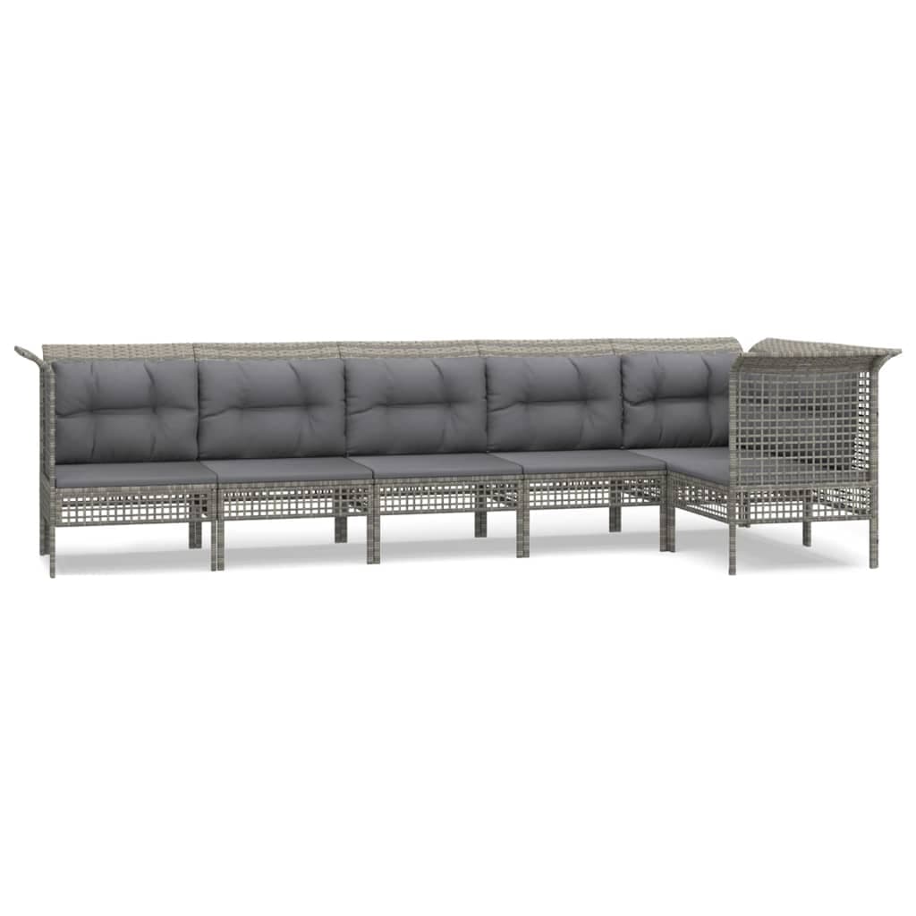 vidaXL 6 pcs conjunto lounge de jardim c/ almofadões vime PE cinzento