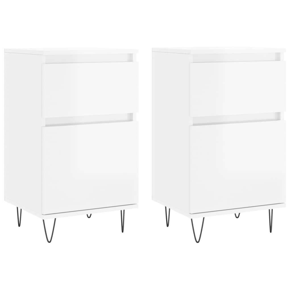vidaXL Aparadores 2 pcs 40x35x70 cm deriv. de madeira branco brilhante
