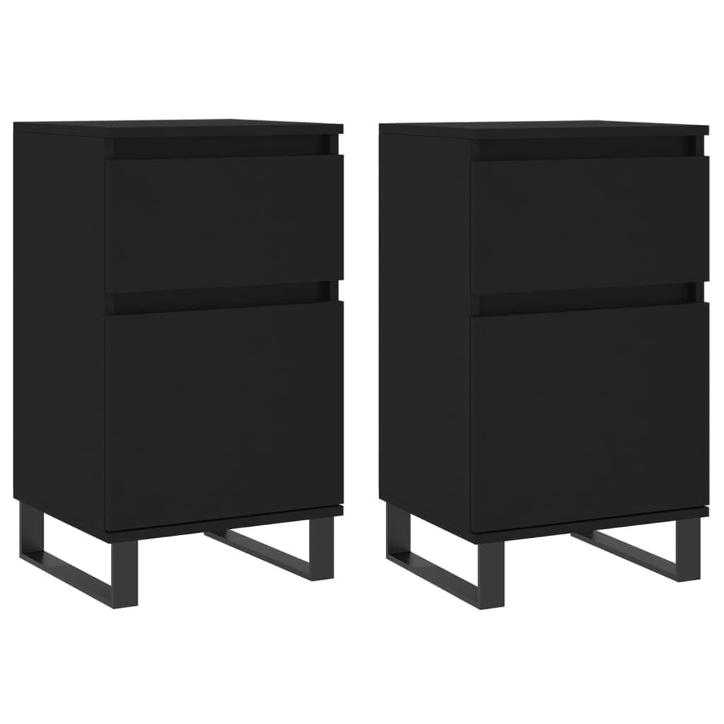 vidaXL Aparadores 2 pcs 40x35x70 cm derivados de madeira preto