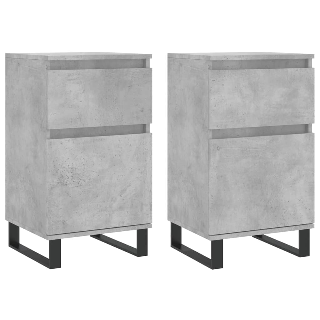 vidaXL Aparadores 2 pcs 40x35x70 cm derivados de madeira cinza cimento