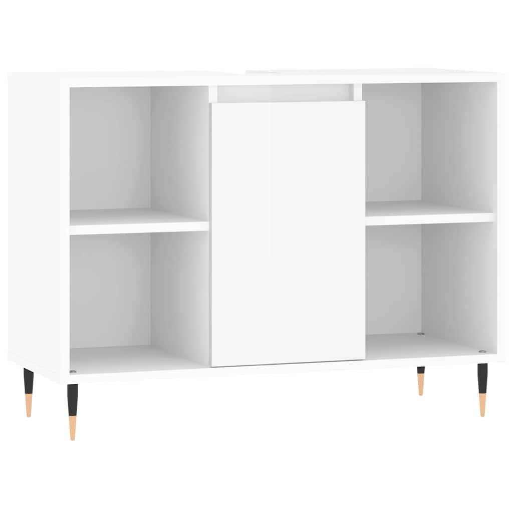 vidaXL Armário WC 80x33x60 cm derivados de madeira branco brilhante