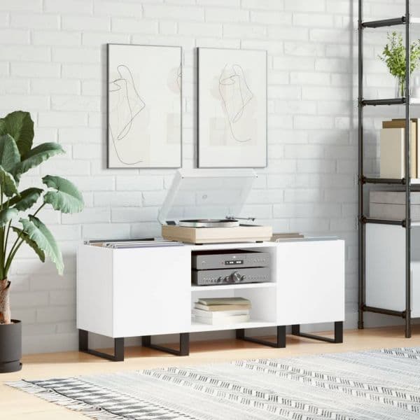 Armário para Discos 121x38x48 cm Derivados de Madeira Branco - 831684