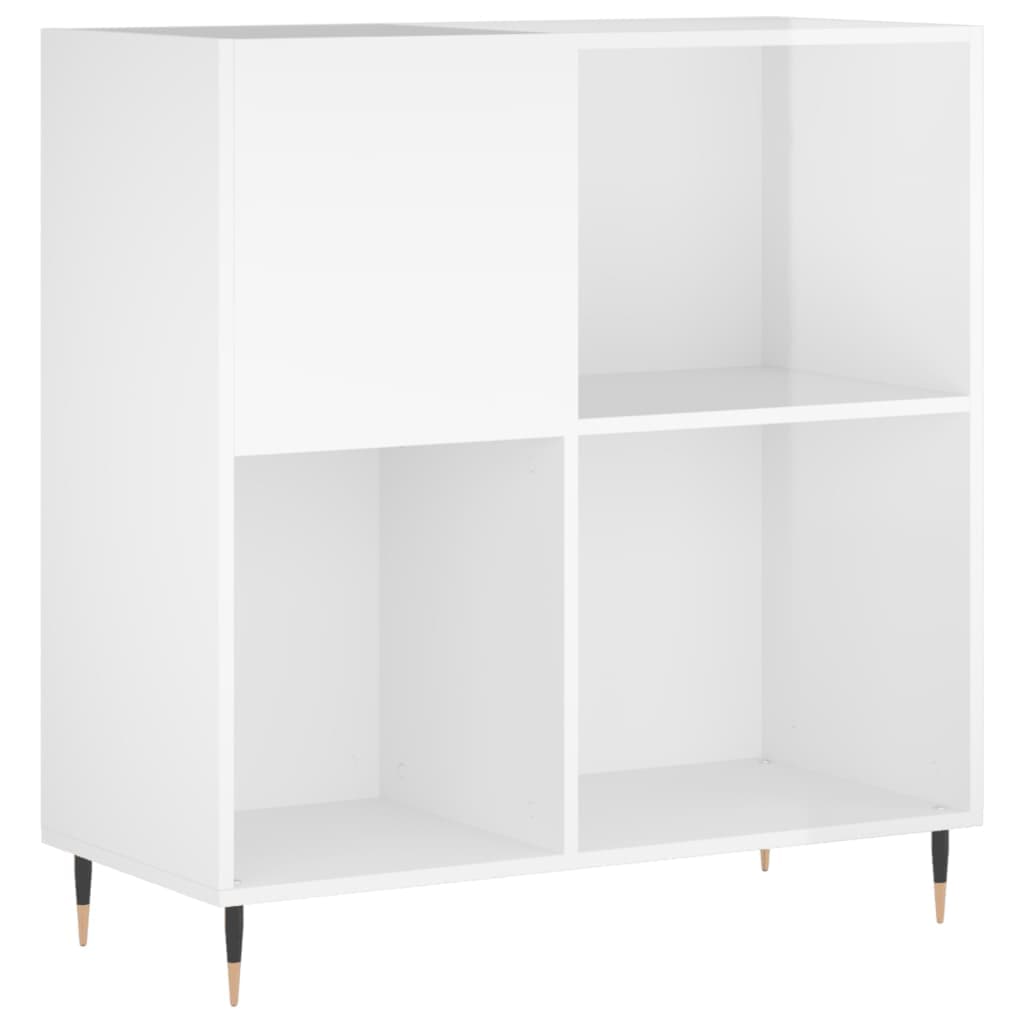 vidaXL Armário p/ discos 84,5x38x89 cm deriv. madeira branco brilhante