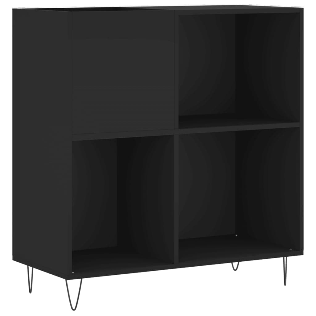 vidaXL Armário para discos 84,5x38x89 cm derivados de madeira preto