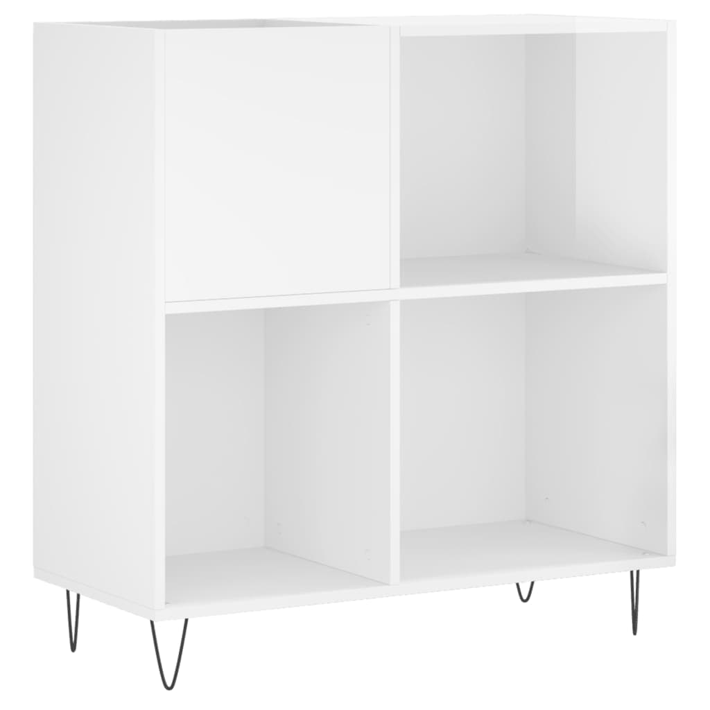 vidaXL Armário p/ discos 84,5x38x89 cm deriv. madeira branco brilhante