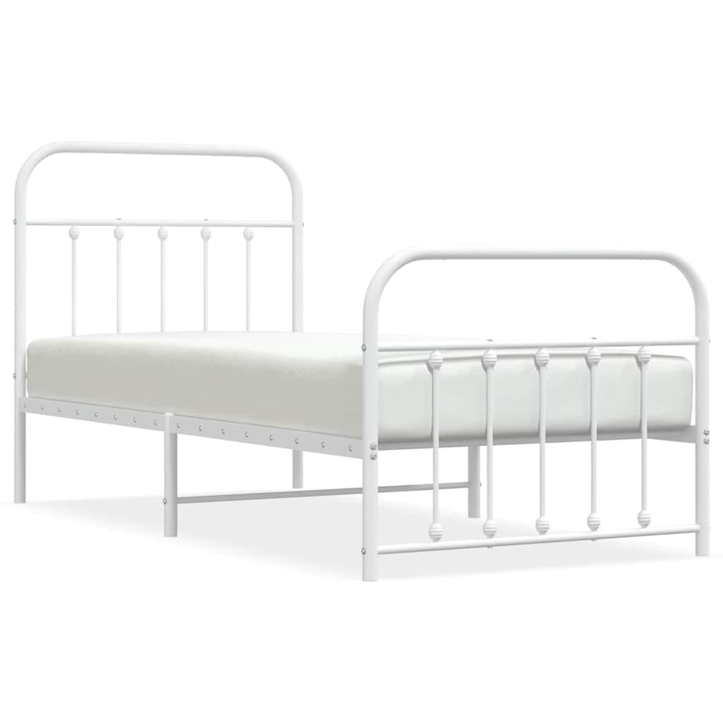 vidaXL Estrutura de cama com cabeceira e pés 90x190 cm metal branco