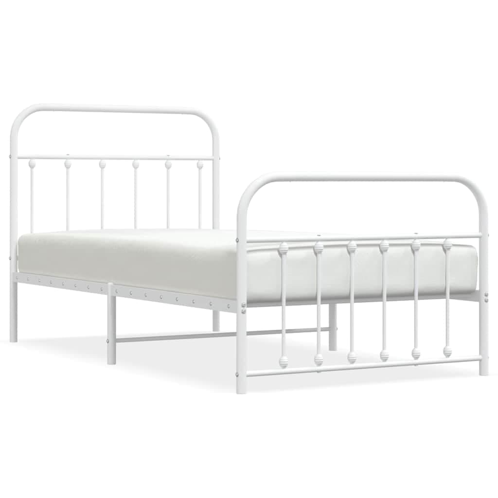vidaXL Estrutura de cama com cabeceira e pés 100x190 cm metal branco