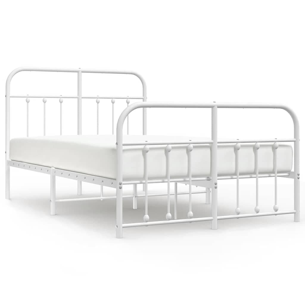 vidaXL Estrutura de cama com cabeceira e pés 120x200 cm metal branco