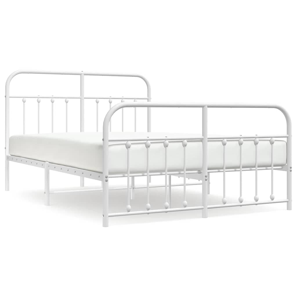 vidaXL Estrutura de cama com cabeceira e pés 140x190 cm metal branco