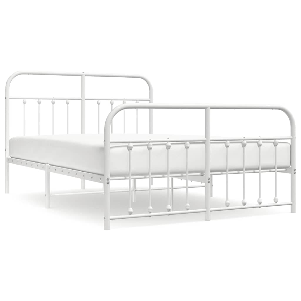 vidaXL Estrutura de cama com cabeceira e pés 150x200 cm metal branco