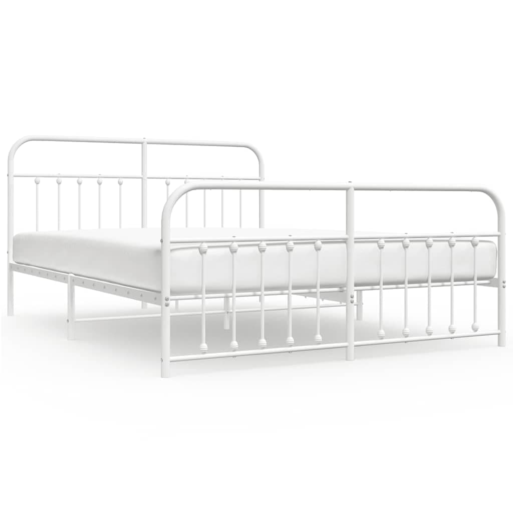 vidaXL Estrutura de Cama com Cabeceira e Pés 160x200 cm Metal Branco