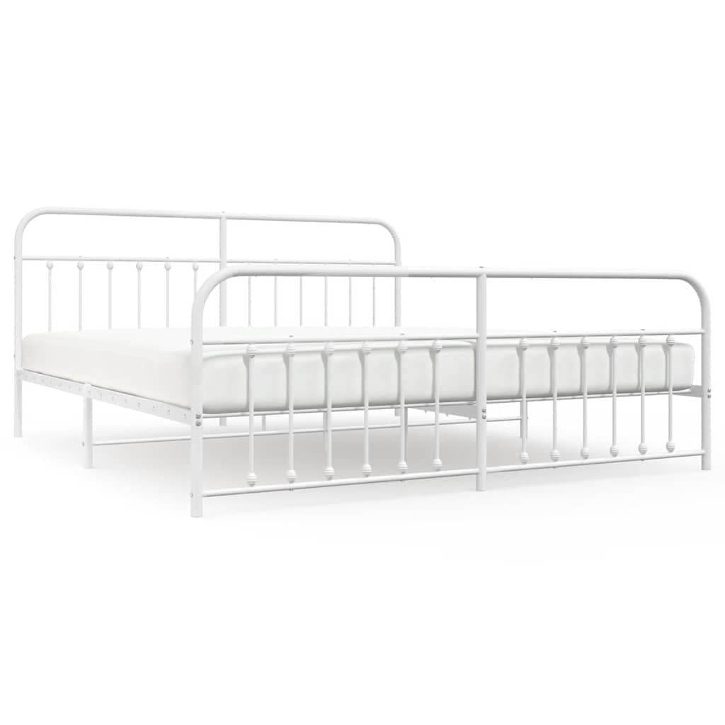 vidaXL Estrutura de cama com cabeceira e pés 193x203 cm metal branco