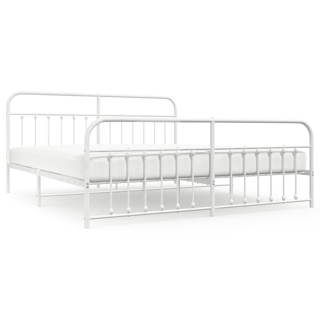 vidaXL Estrutura de Cama com Cabeceira e Pés 200x200 cm Metal Branco - 779252932