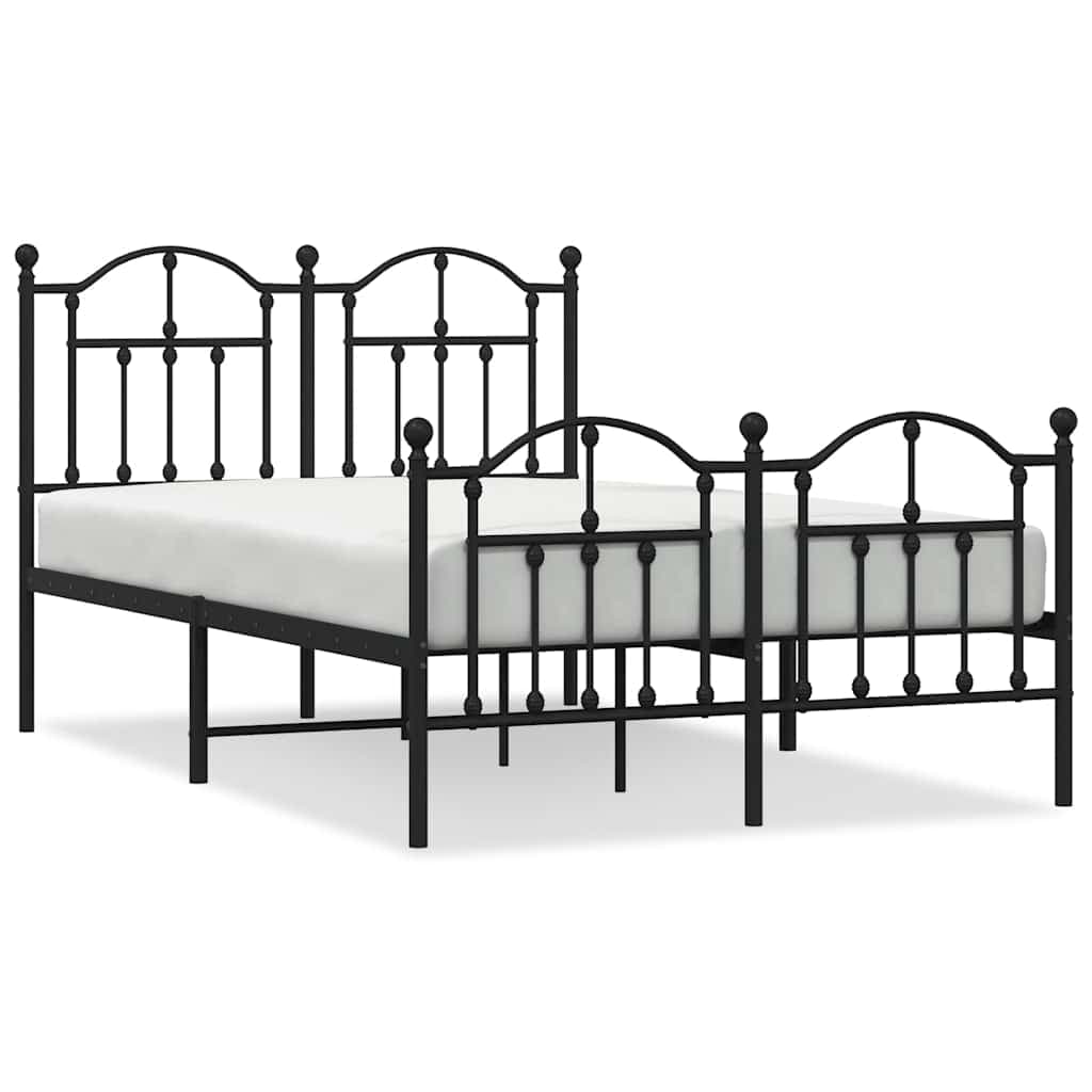 vidaXL Estrutura de Cama com Cabeceira e Pés 120x200 cm Metal Preto - 187585132