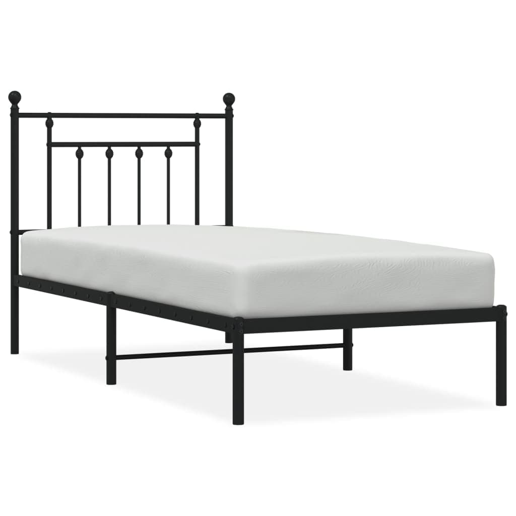 vidaXL Estrutura de cama com cabeceira 90x190 cm metal preto