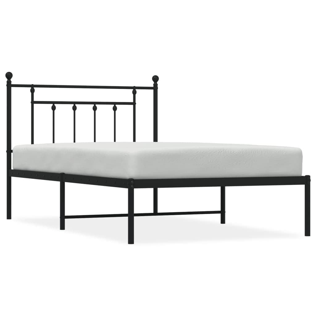 vidaXL Estrutura de Cama com Cabeceira 107x203 cm Metal Preto - 3050650344