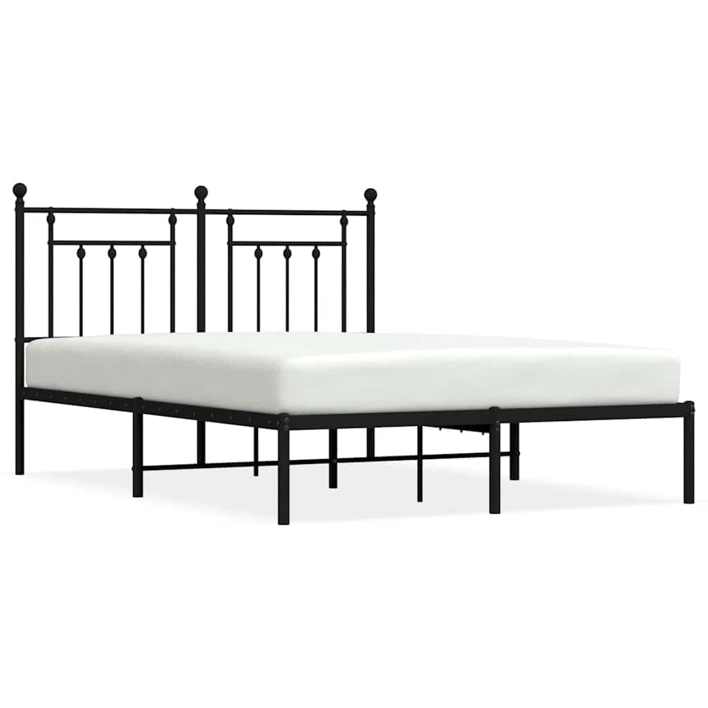 vidaXL Estrutura de Cama com Cabeceira 140x200 cm Metal Preto - 570942304