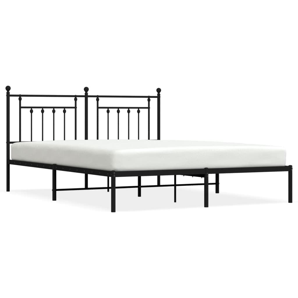 vidaXL Estrutura de cama em metal com cabeceira 180x200 cm preto