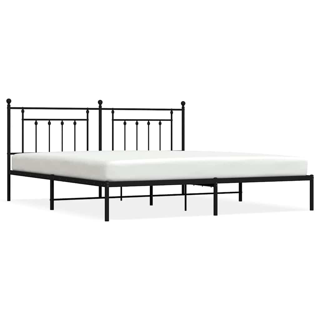 vidaXL Estrutura de Cama com Cabeceira 193x203 cm Metal Preto - 4204047407
