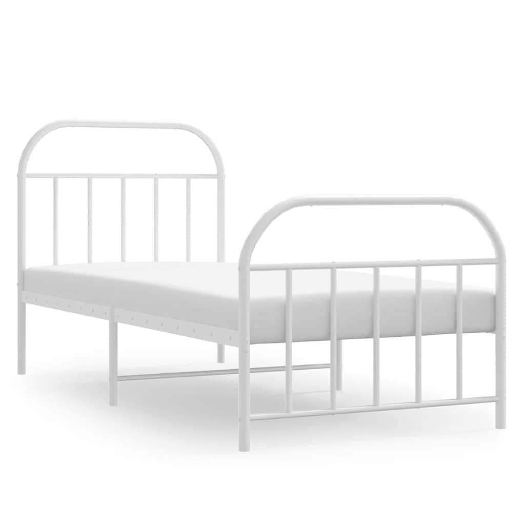 vidaXL Estrutura de Cama com Cabeceira e Pés 90x190 cm Metal Branco