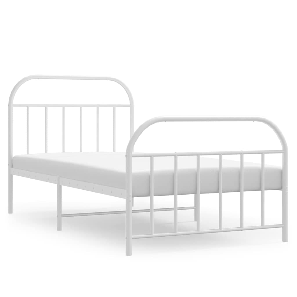 vidaXL Estrutura de cama com cabeceira e pés 100x190 cm metal branco