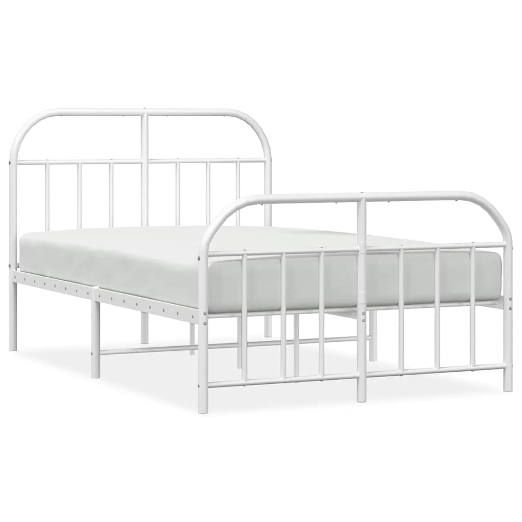 vidaXL Estrutura de cama com cabeceira e pés 120x200 cm metal branco