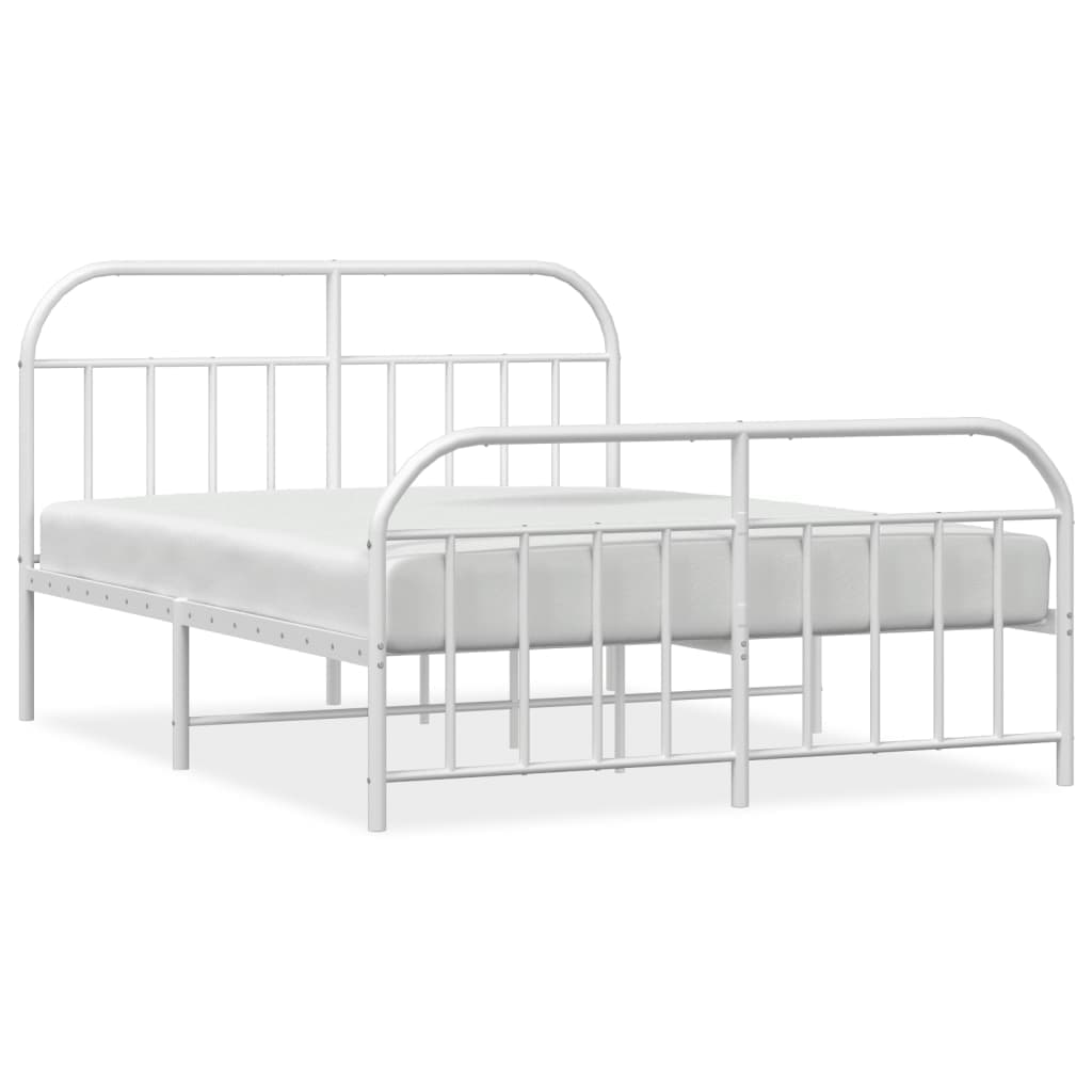 vidaXL Estrutura de cama com cabeceira e pés 140x190 cm metal branco