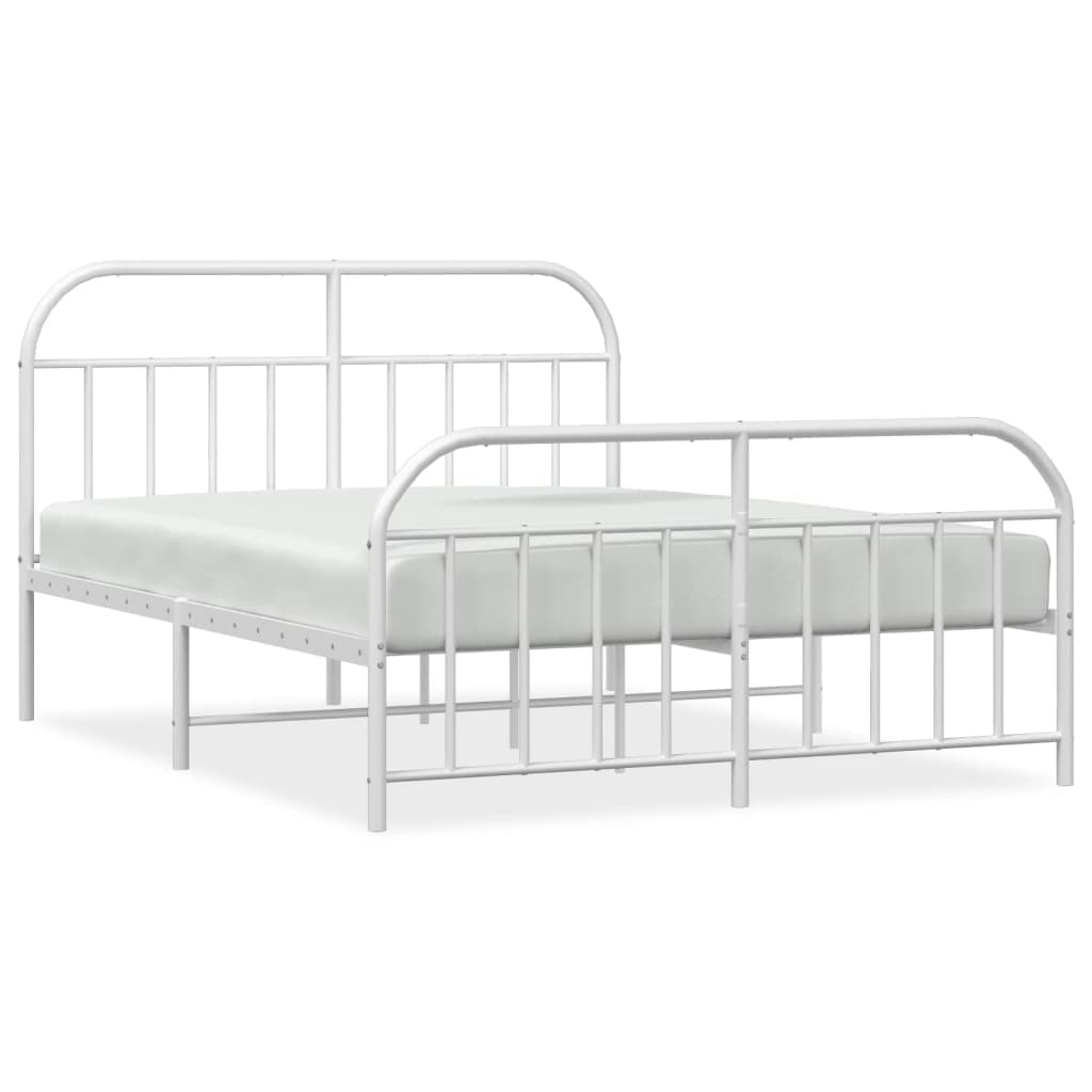 vidaXL Estrutura de cama com cabeceira e pés 140x200 cm metal branco