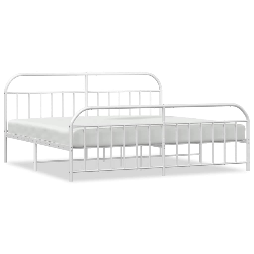 vidaXL Estrutura de cama com cabeceira e pés 193x203 cm metal branco