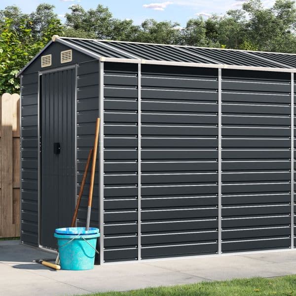 vidaXL Abrigo de Jardim 191x640x198 cm Aço Galvanizado Antracite