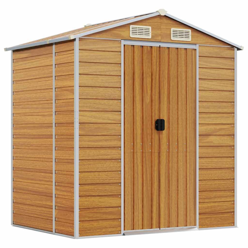 vidaXL Abrigo de jardim 191x130x198 cm aço galvanizado castanho-claro