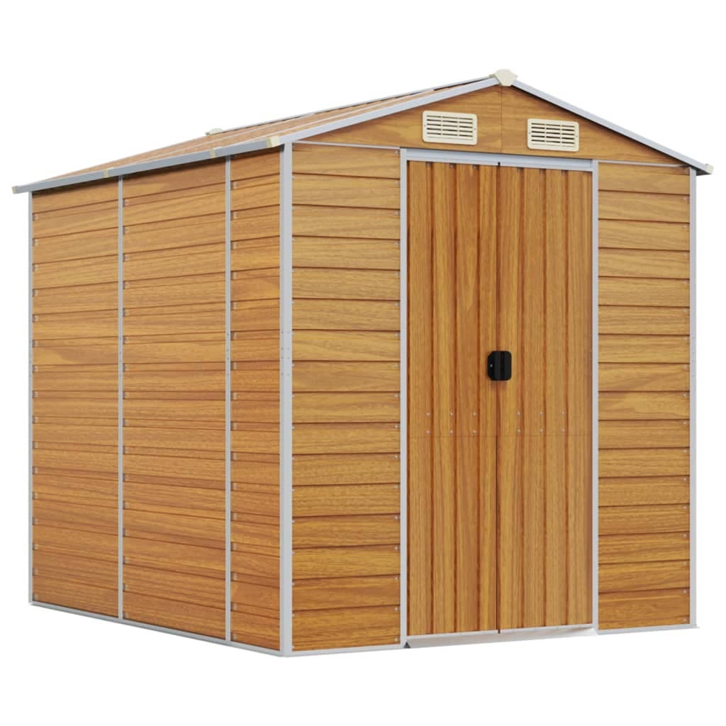 vidaXL Abrigo de jardim castanho claro 191x215x198 cm aço galvanizado