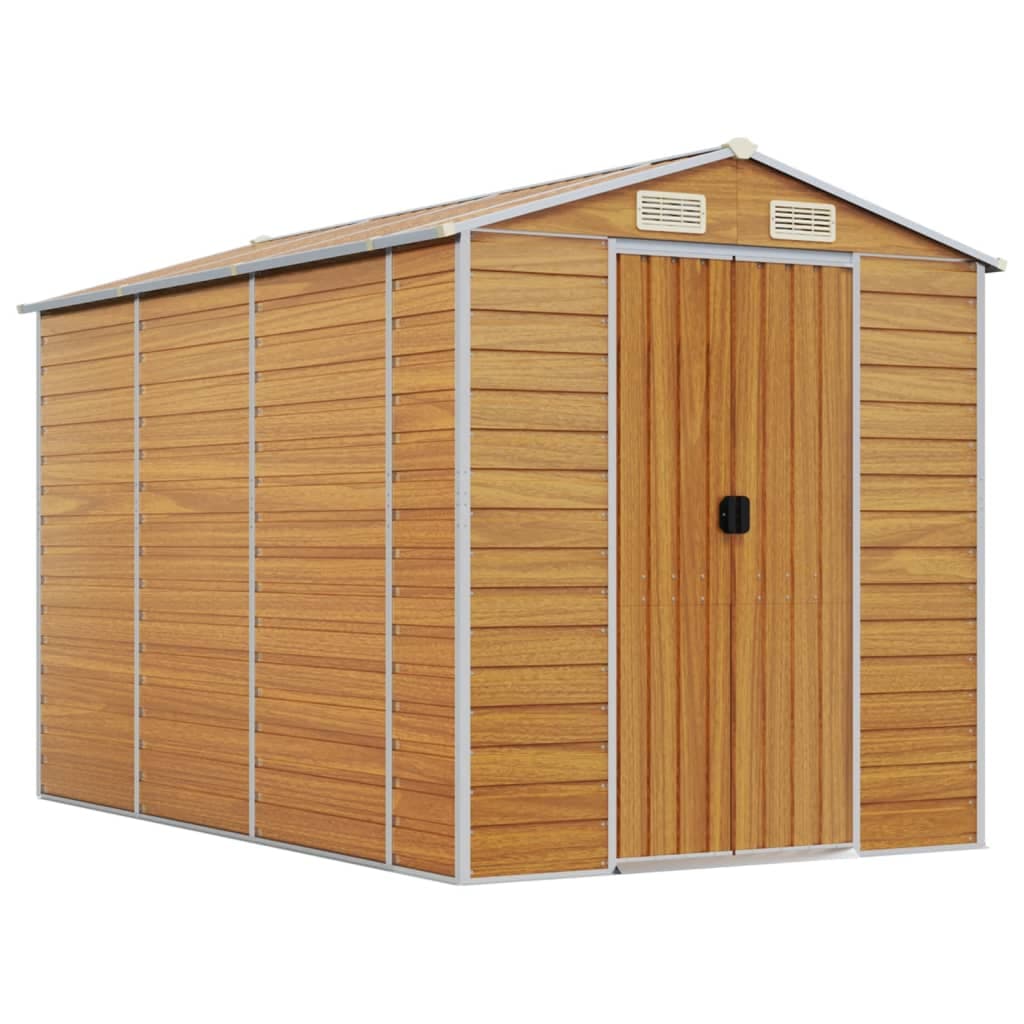 vidaXL Abrigo de jardim castanho claro 191x300x198 cm aço galvanizado