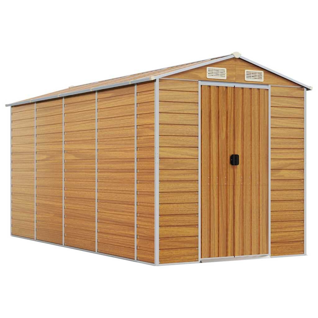 vidaXL Abrigo de jardim 191x385x198 cm aço galvanizado castanho-claro