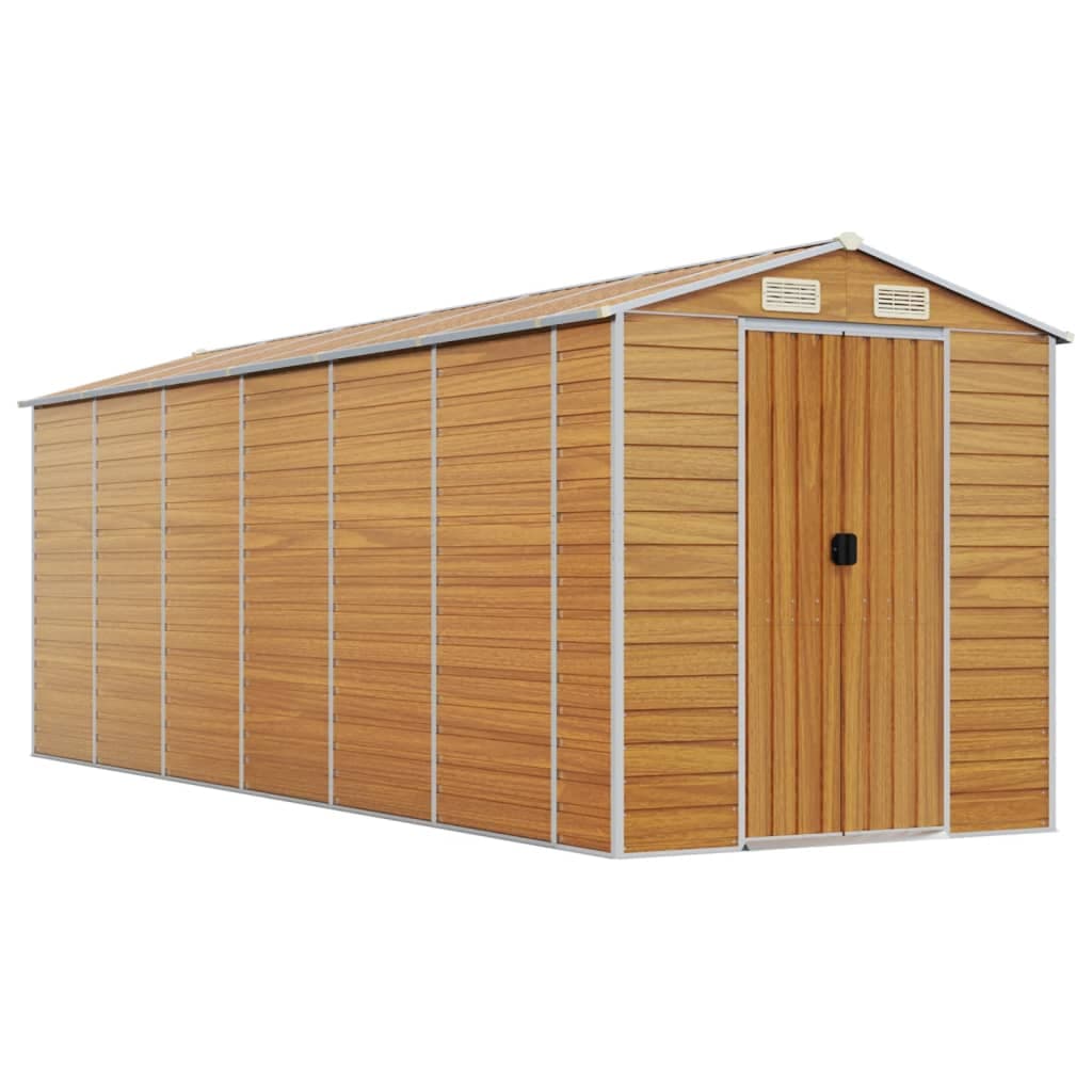 vidaXL Abrigo de jardim 191x555x198 cm aço galvanizado castanho-claro