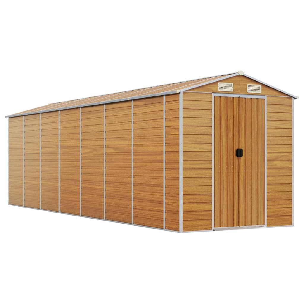 vidaXL Abrigo de jardim 191x640x198 cm aço galvanizado castanho-claro