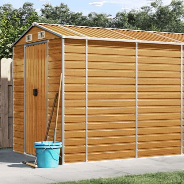 vidaXL Abrigo de Jardim 191x725x198 cm Aço Galvanizado Castanho-claro