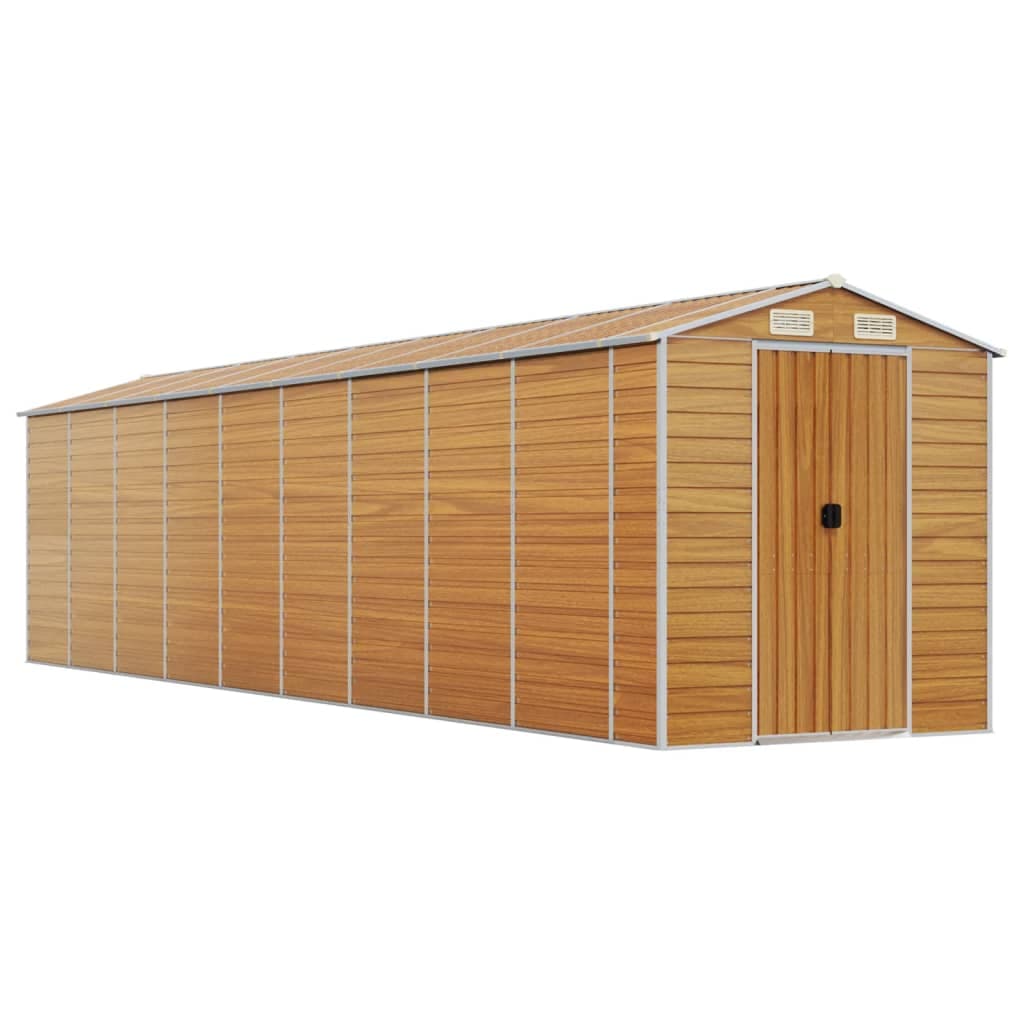 vidaXL Abrigo de jardim 191x810x198 cm aço galvanizado castanho-claro