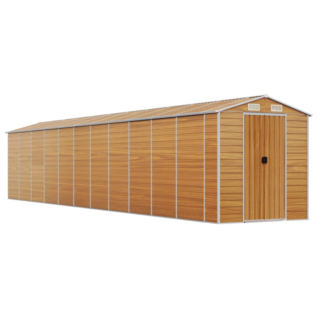 vidaXL Abrigo de jardim 191x980x198 cm aço galvanizado castanho-claro