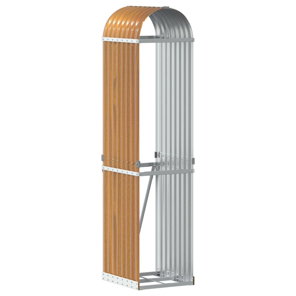 vidaXL Suporte de lenha 40x45x170 cm aço galvanizado aspeto de madeira